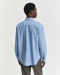 Chemise coupe décontractée en chambray indigo