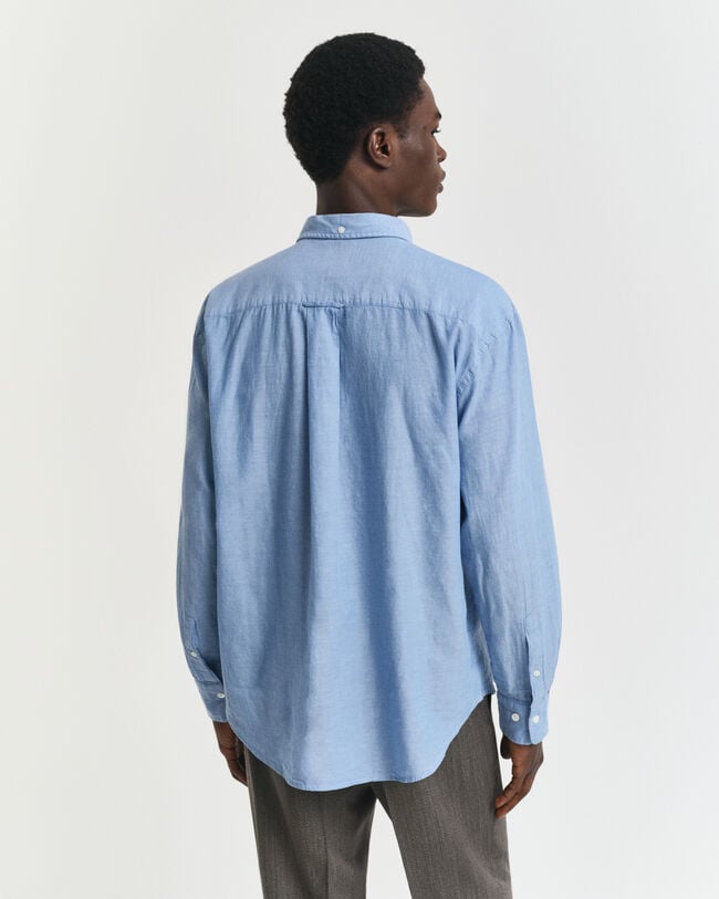 Chemise coupe décontractée en chambray indigo