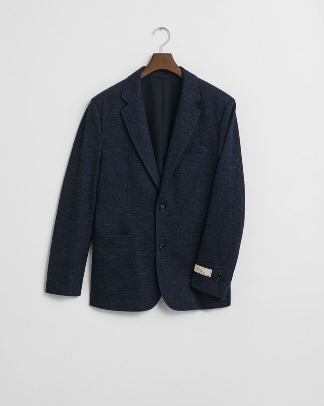 Veste blazer en jersey de laine et coton bicolore