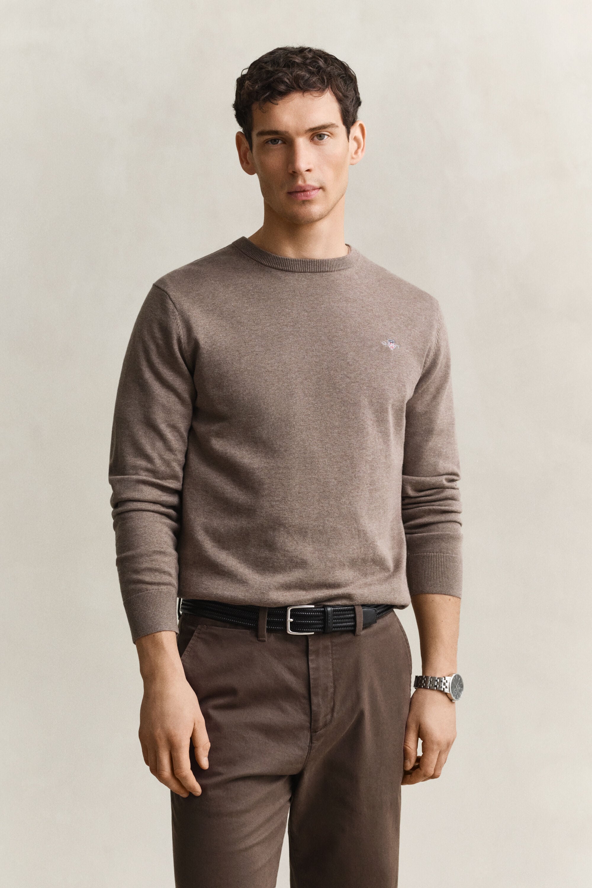 Pull col rond en coton classique
