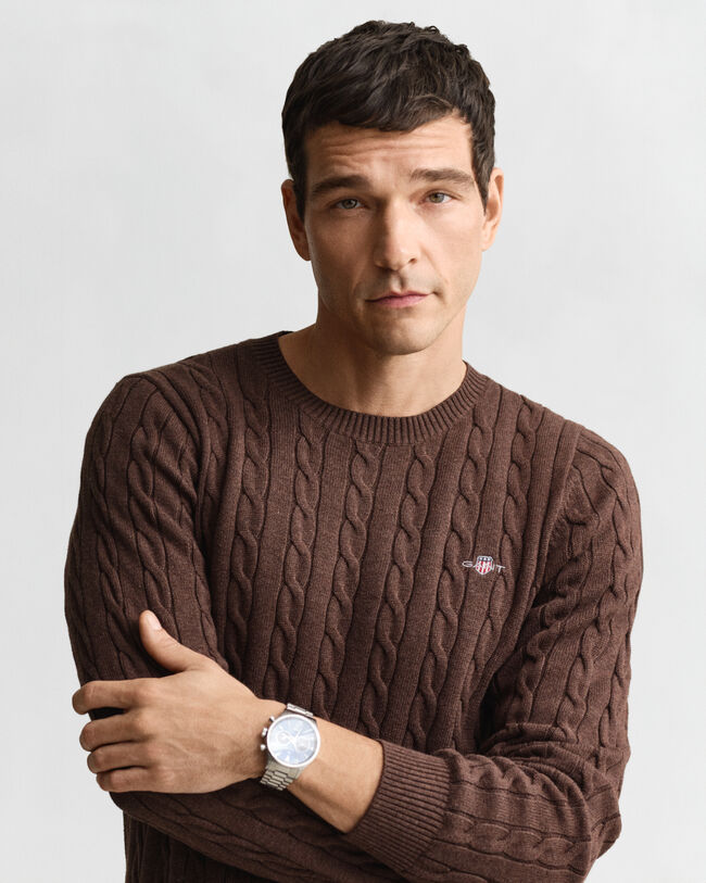 Pull col rond en maille de coton torsadée