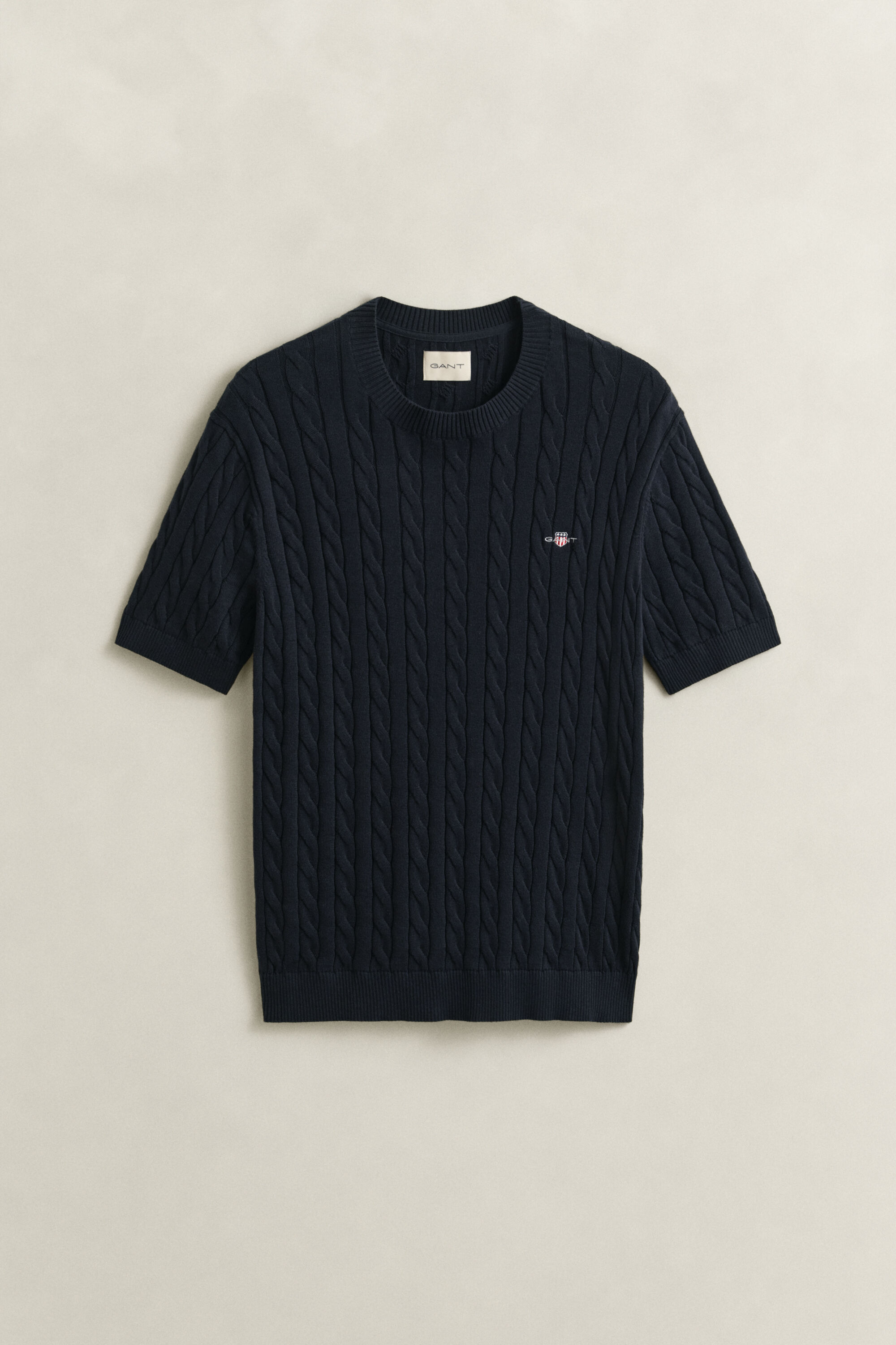 Pull en coton à manches courtes et maille torsadée