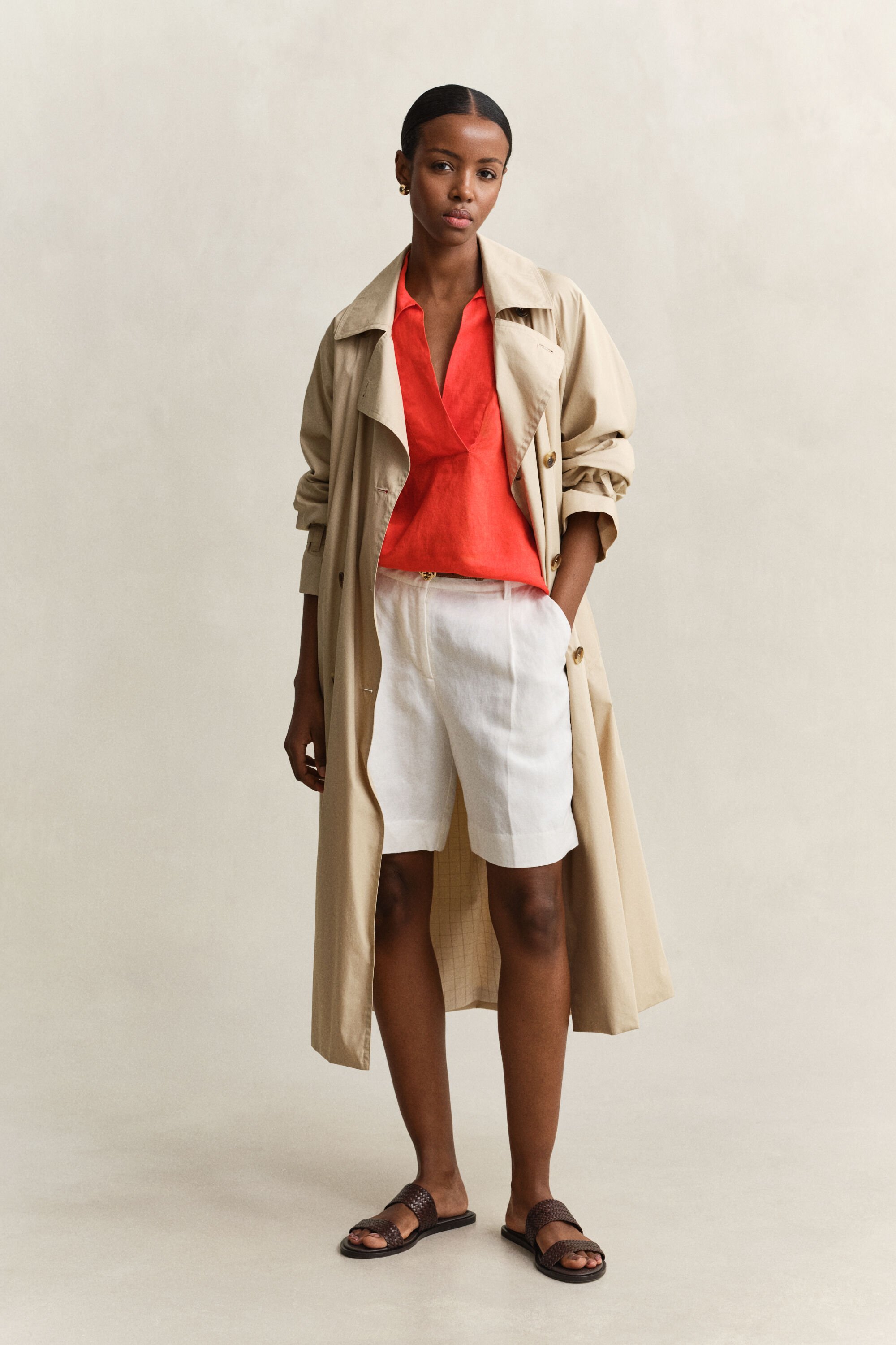 Chemise à encolure ouverte en lin