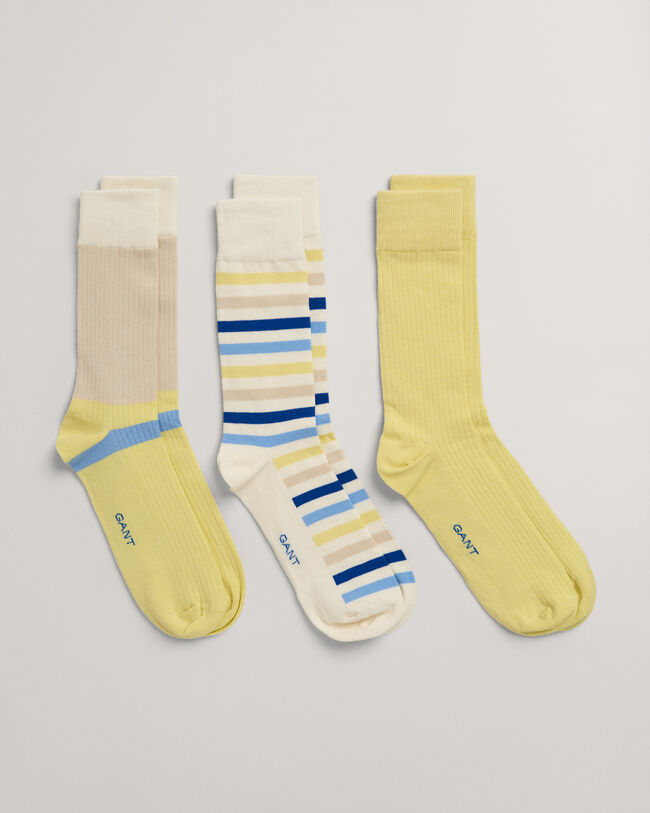 Lot de 3 paires de chaussettes à rayures en colour-block
