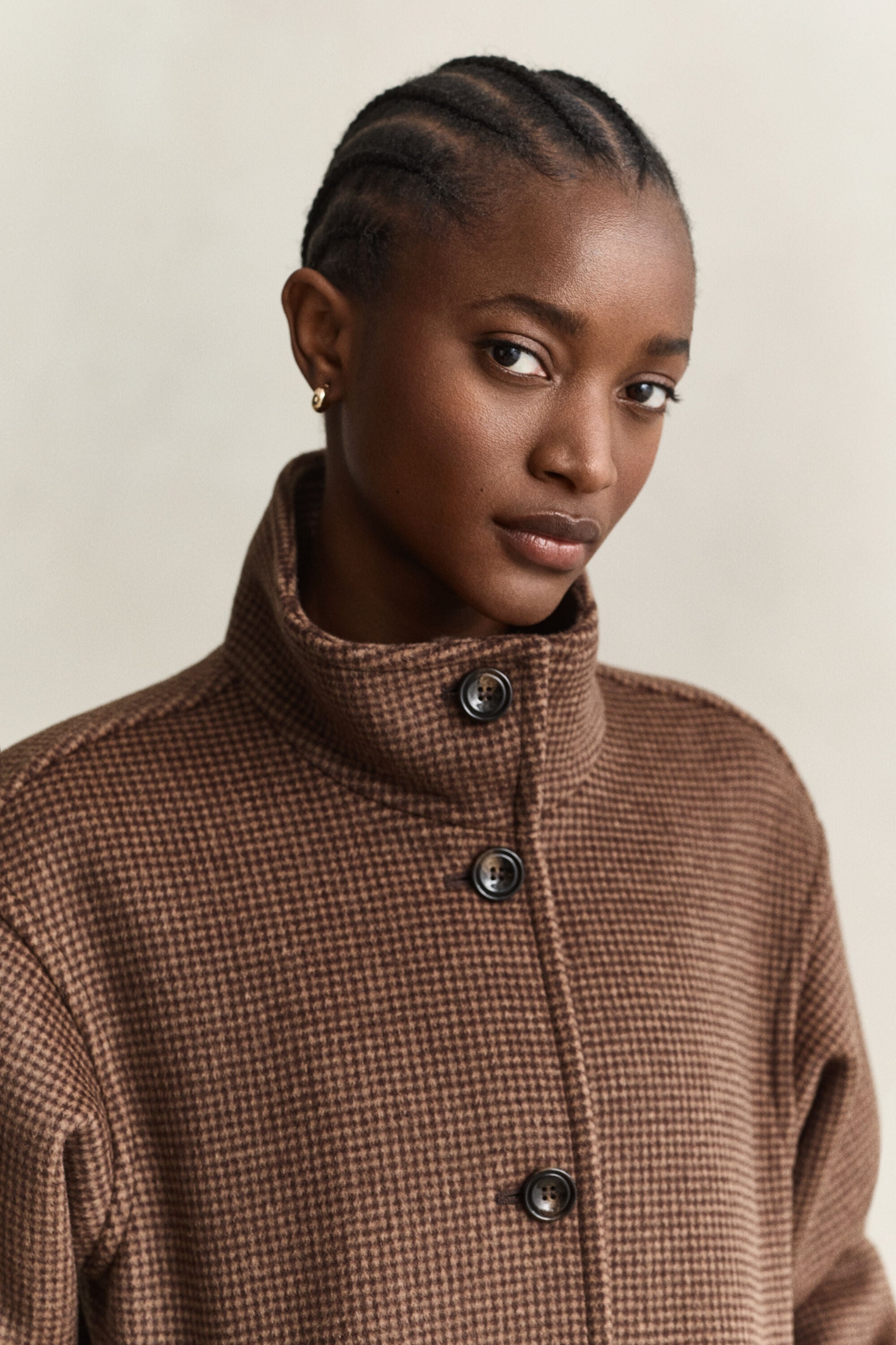 Veste à carreaux en laine mélangée