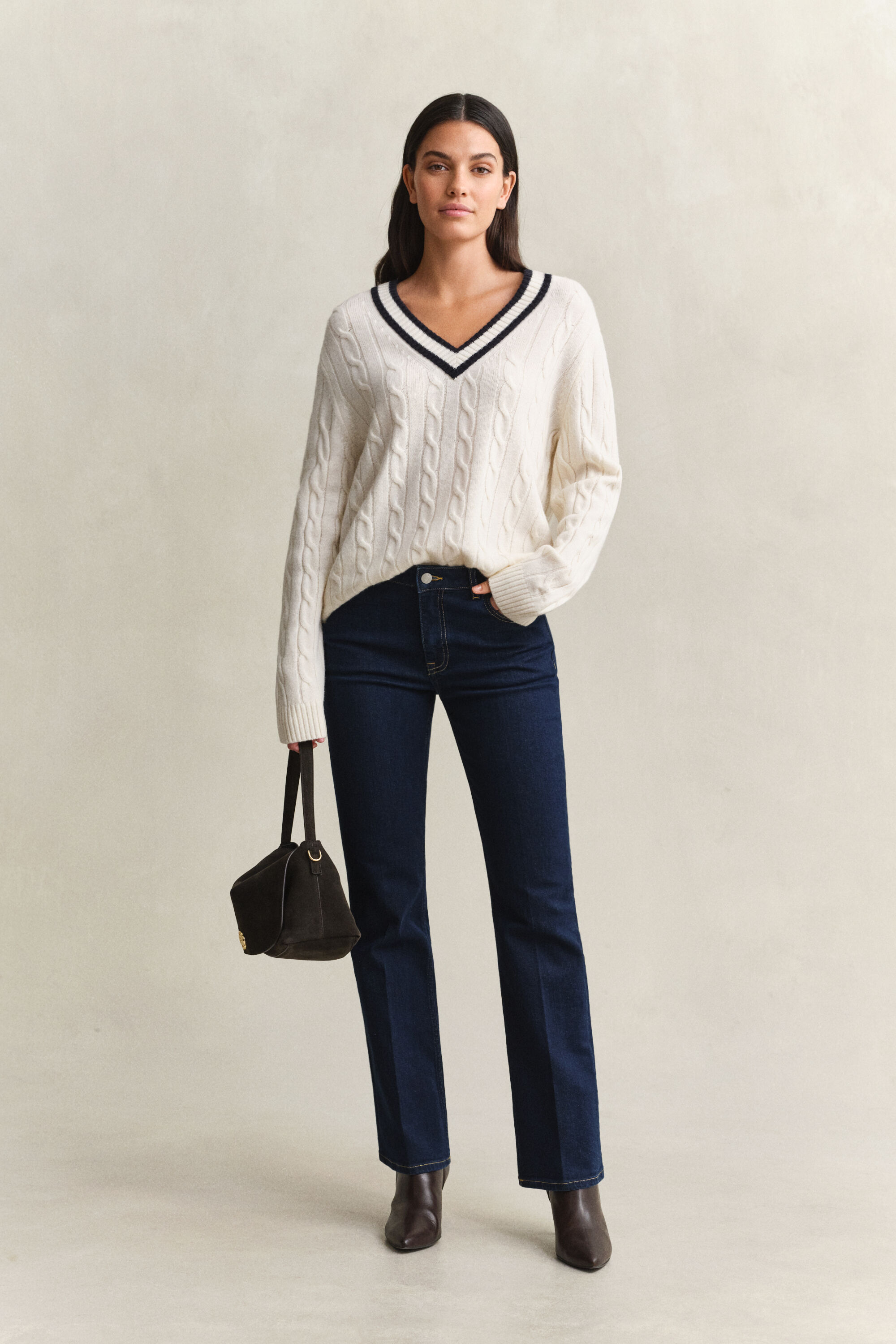 Pull en maille de laine mérinos à torsades