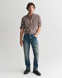 Chemise regular fit en serg&eacute; l&eacute;ger &agrave; carreaux