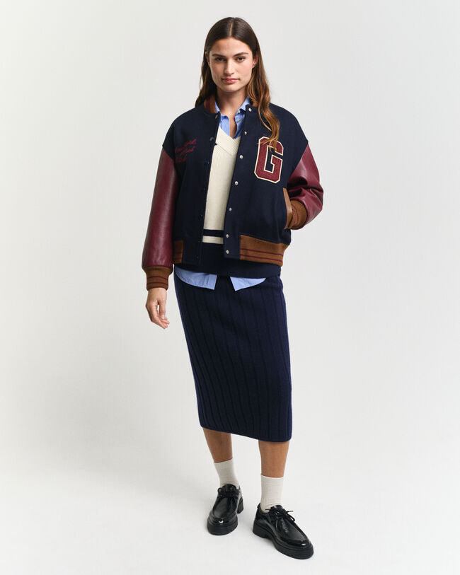 Jupe en laine à côtes larges