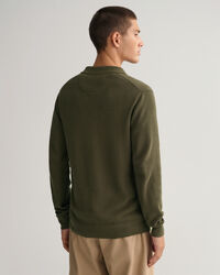 Pull fa&ccedil;on polo en coton piqu&eacute;