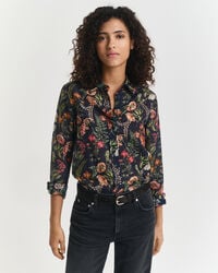Chemise coupe regular en coton et soie à imprimé floral