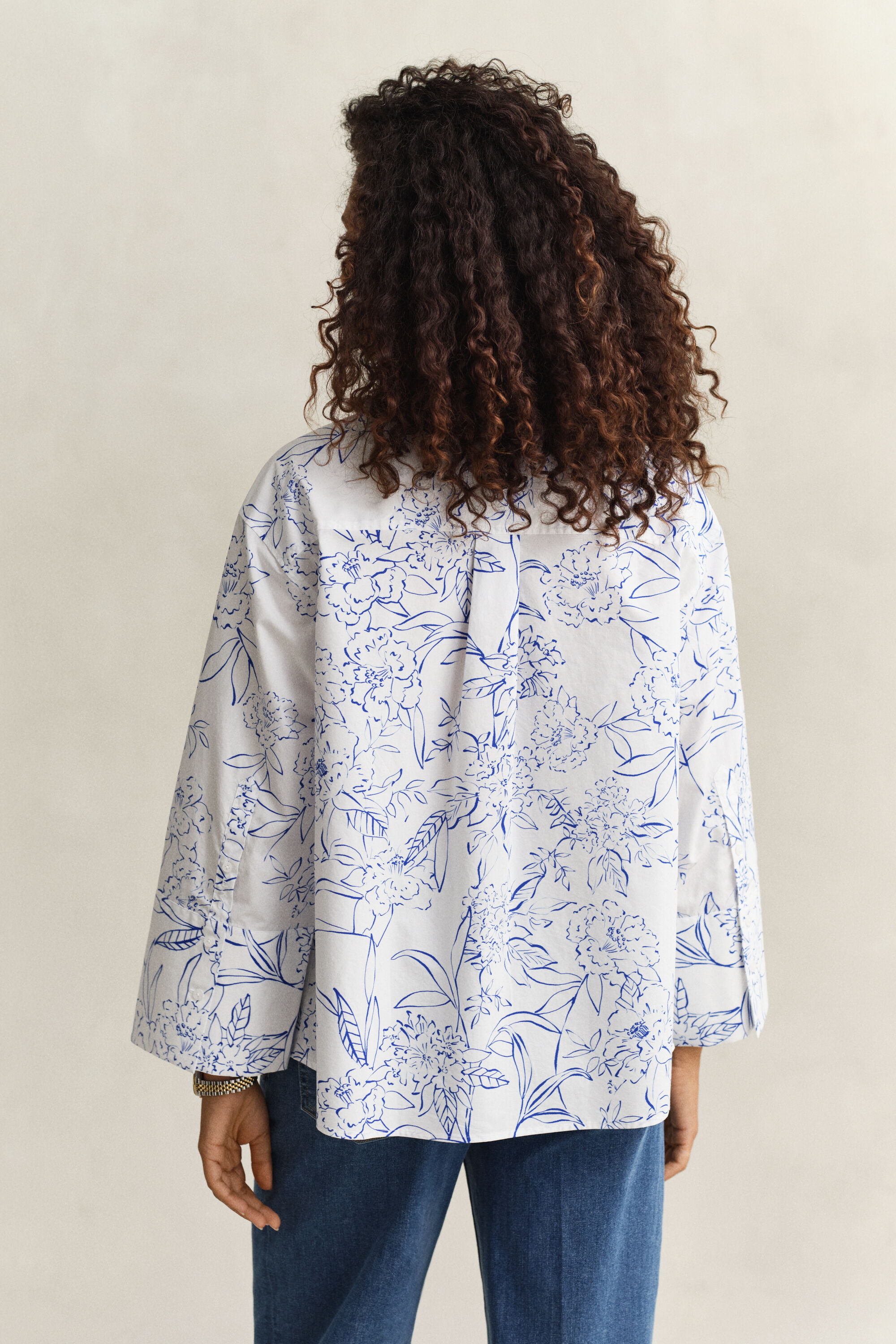 Chemise en popeline à fleurs