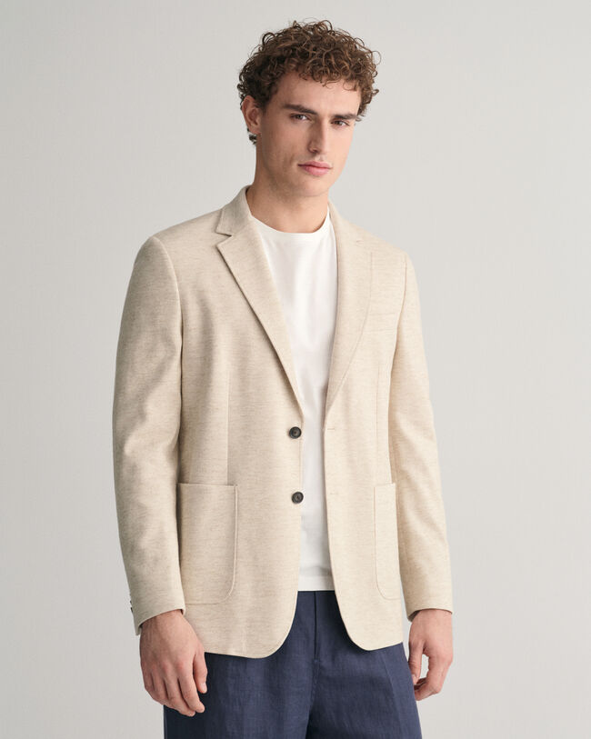 Veste blazer slim fit en coton et lin