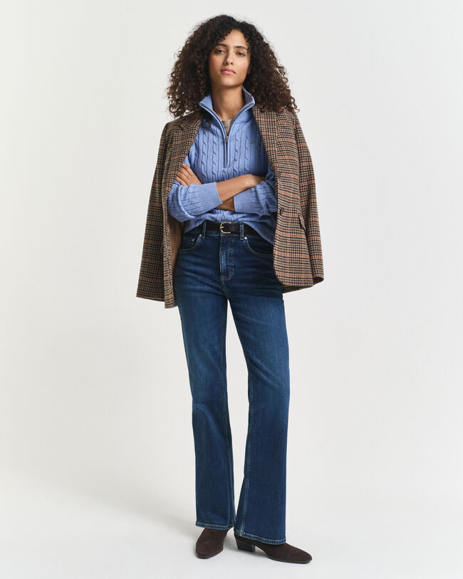 Pull à demi-zip en maille de coton torsadée stretch