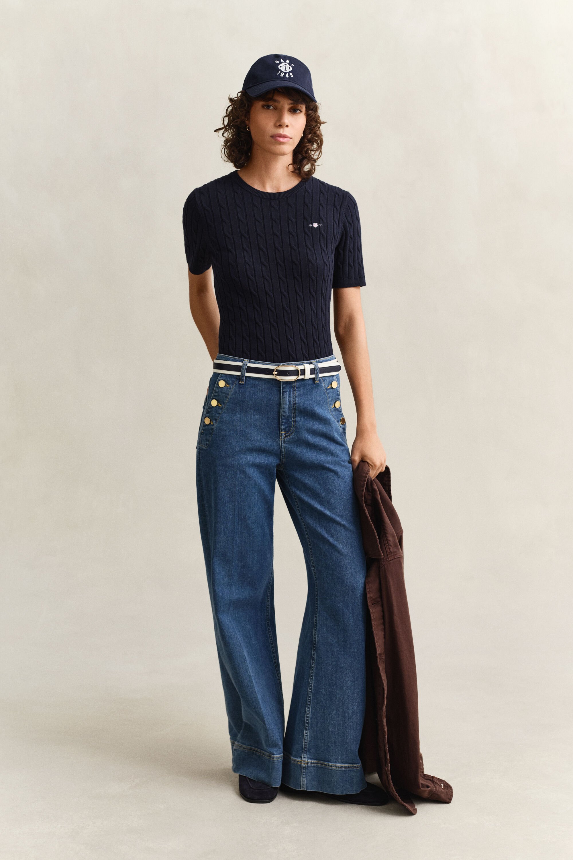 Pull à manches courtes en maille torsadée