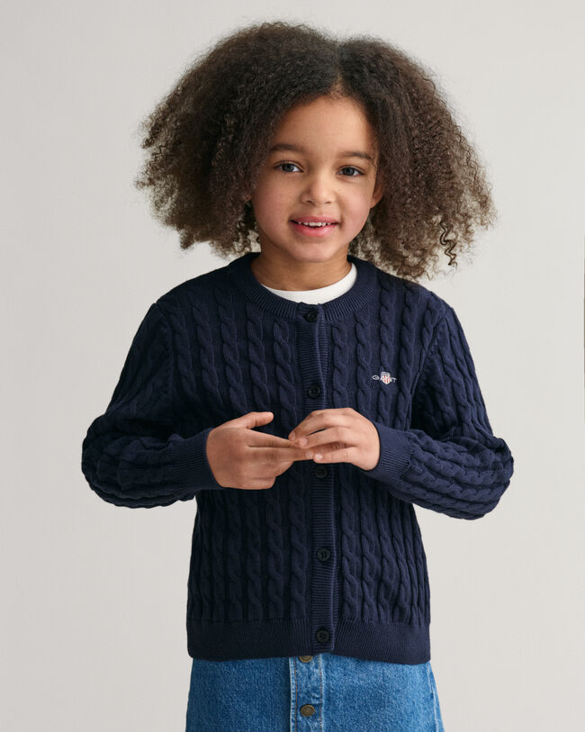 Cardigan en maille de coton torsad&eacute;e Shield Girls