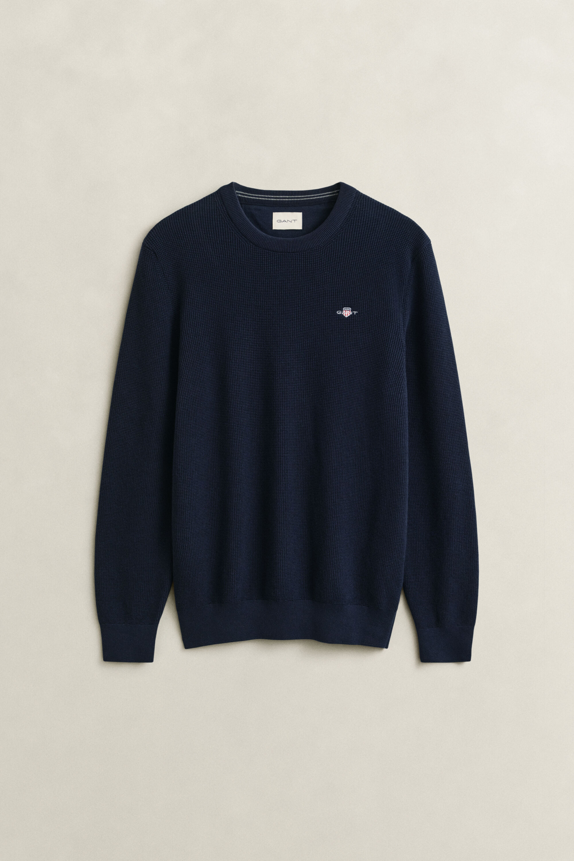Pull col rond en coton texturé