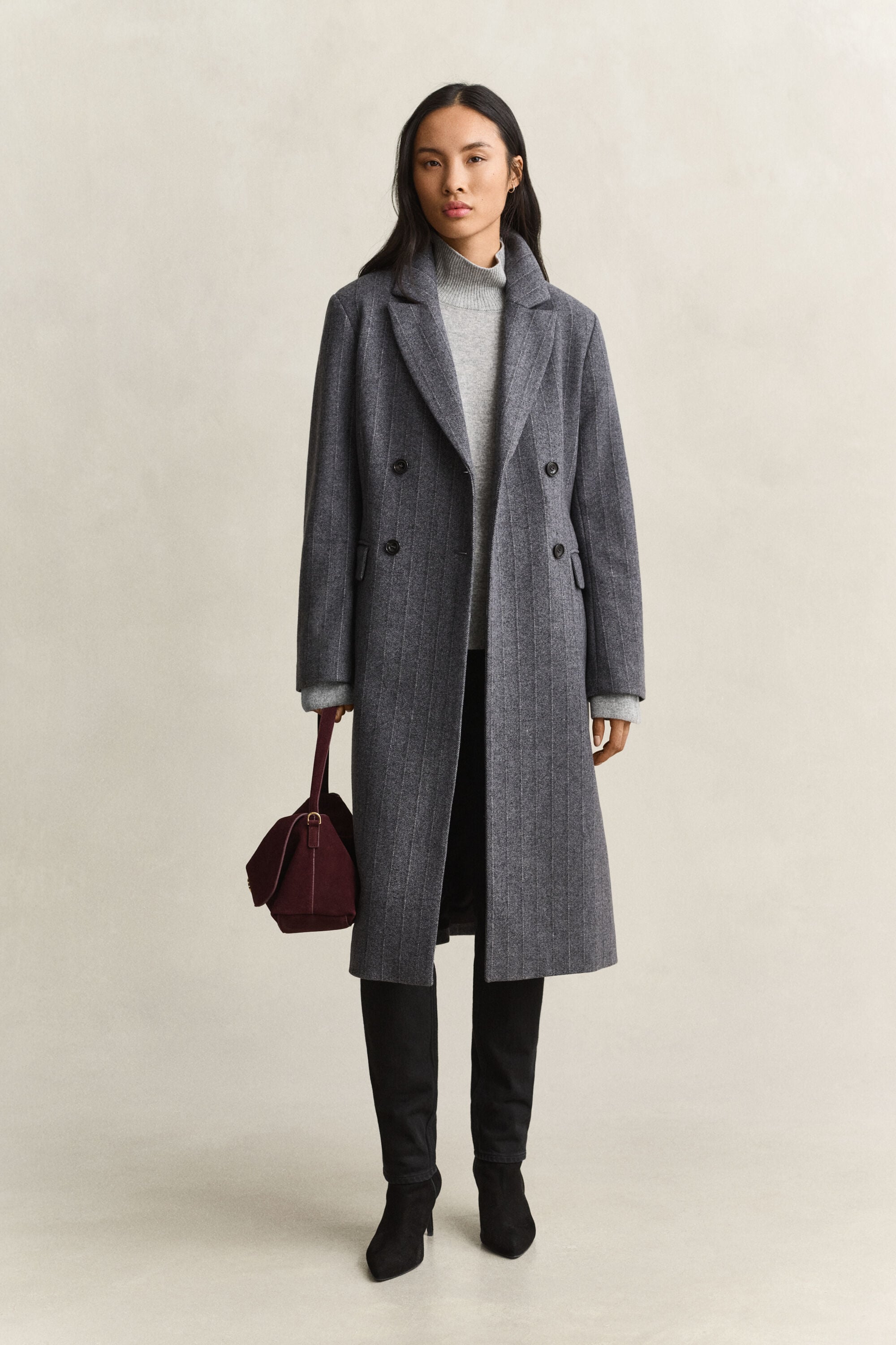 Manteau en laine mélangée à rayures