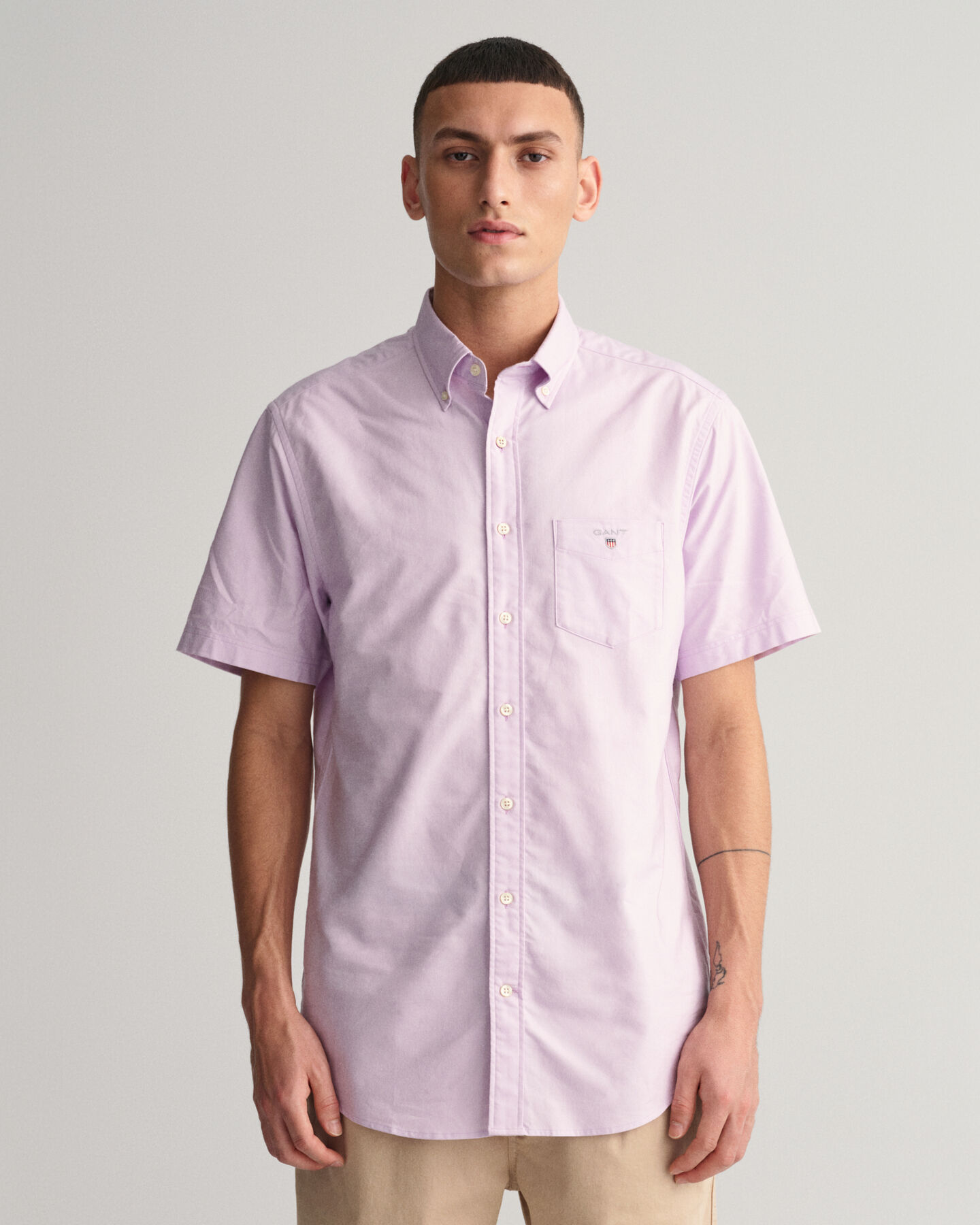 Chemise regular fit en coton Oxford &agrave; manches courtes