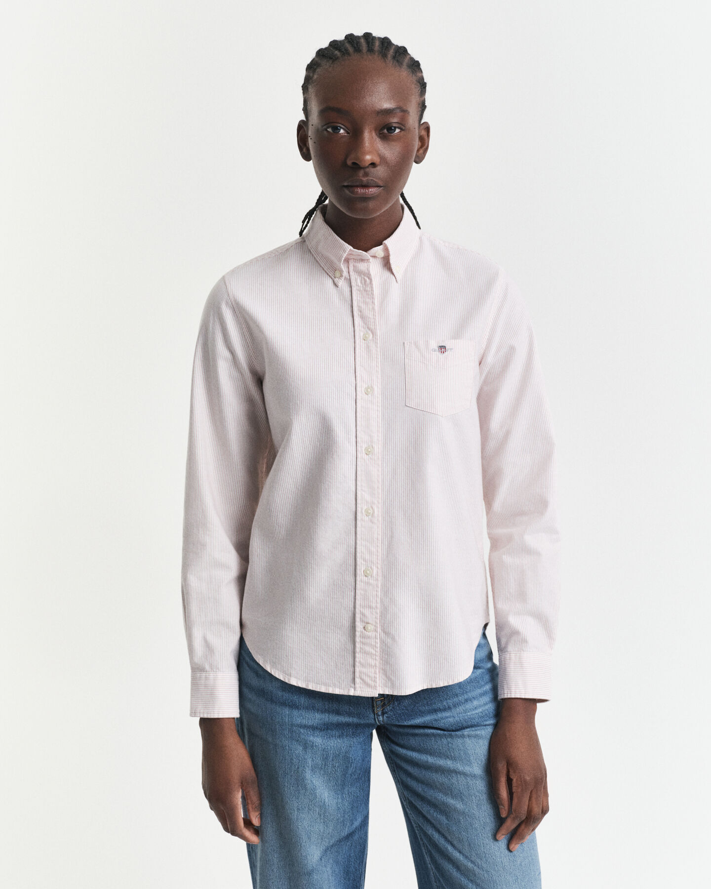 Chemise coupe regular classique en coton Oxford à rayures