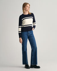 Pull ras du cou &agrave; rayures en colour-block