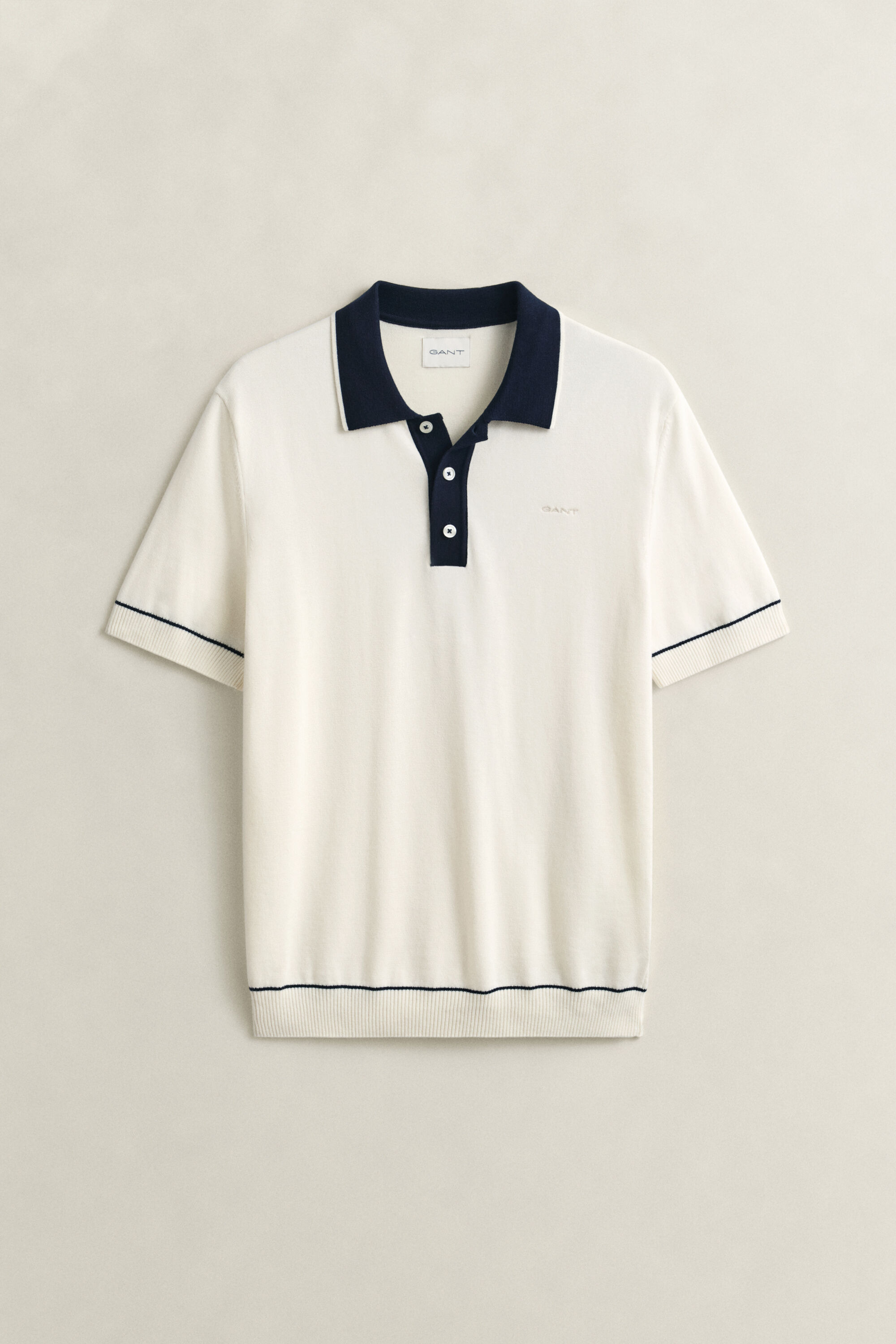 Pull façon polo en coton et modal