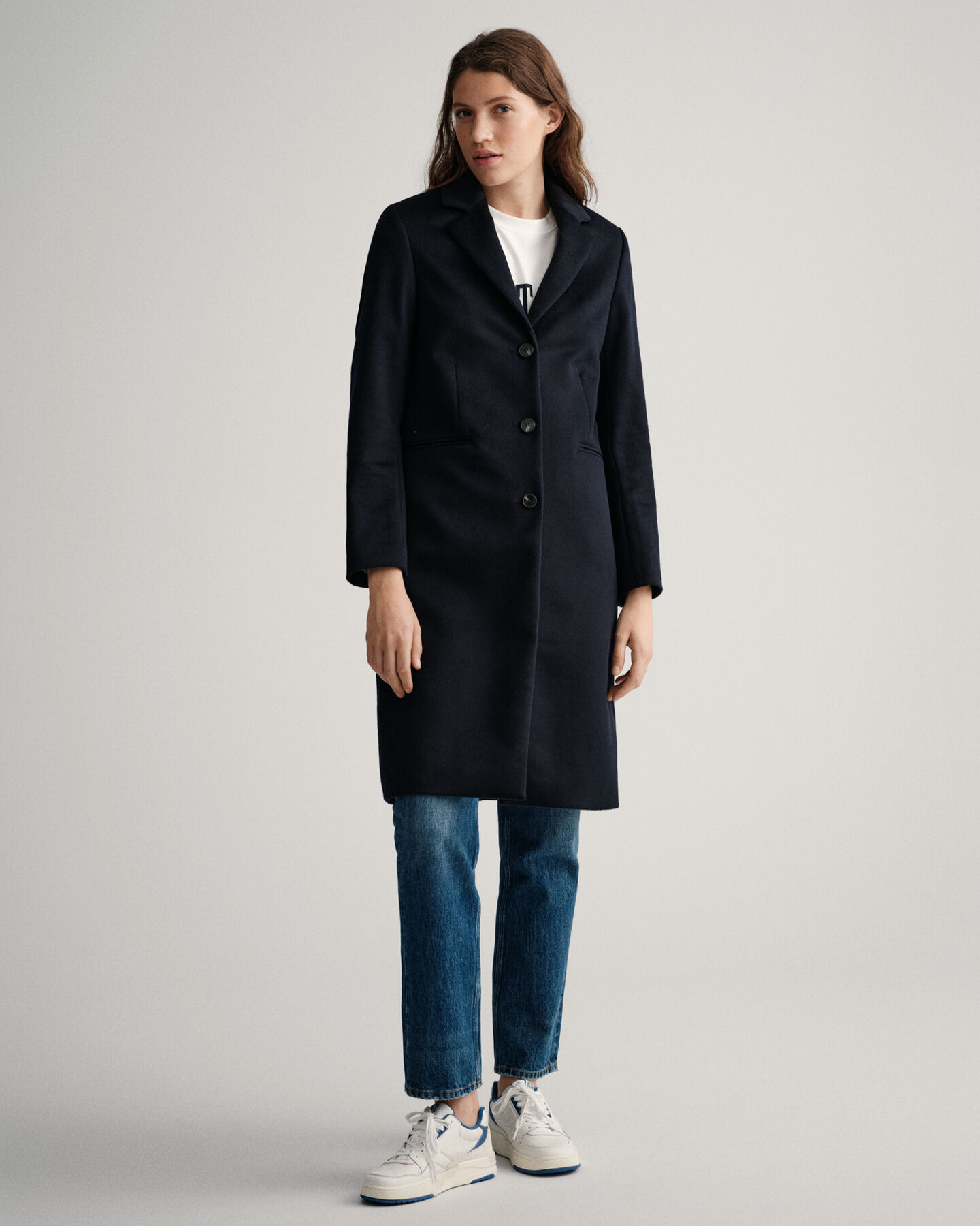 Manteau ajusté en laine mélangée