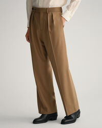 Pantalon de costume en flanelle à jambes larges