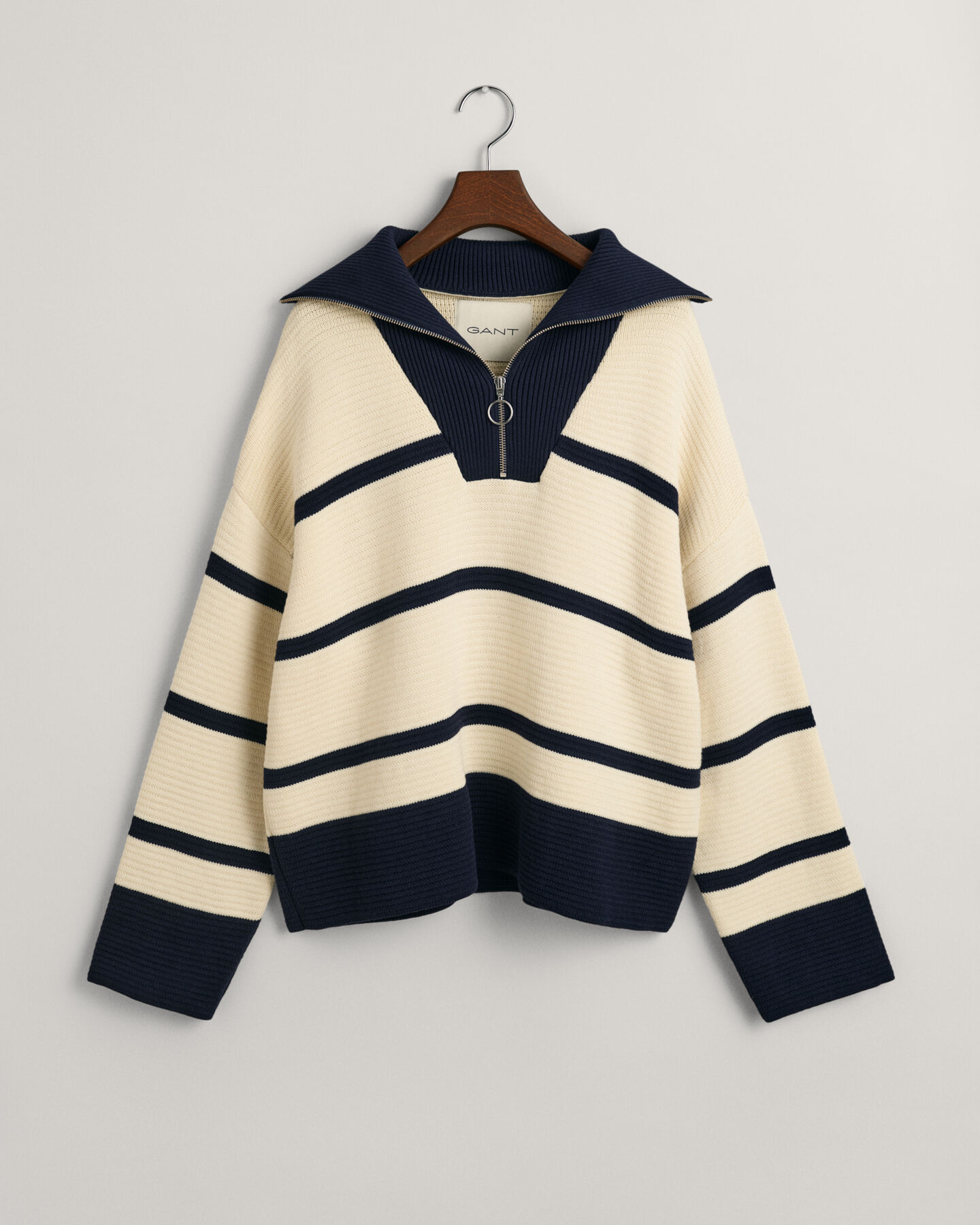 Pull &agrave; demi-zip &agrave; rayures marini&egrave;res