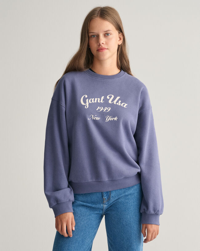 Sweat-shirt ultra-ample Script Graphic Teen Girls