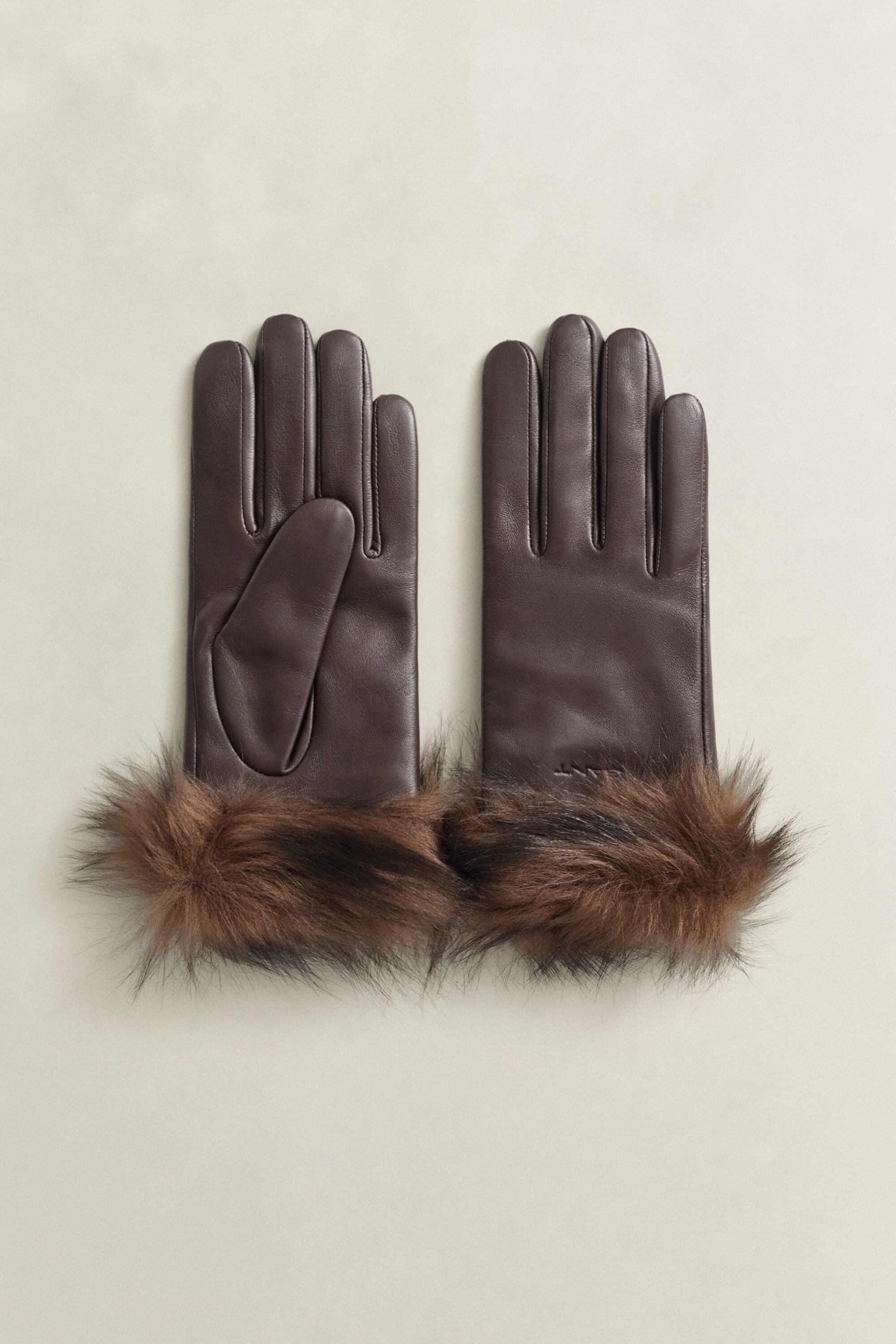 Gants en cuir avec poignets en peau lainée
