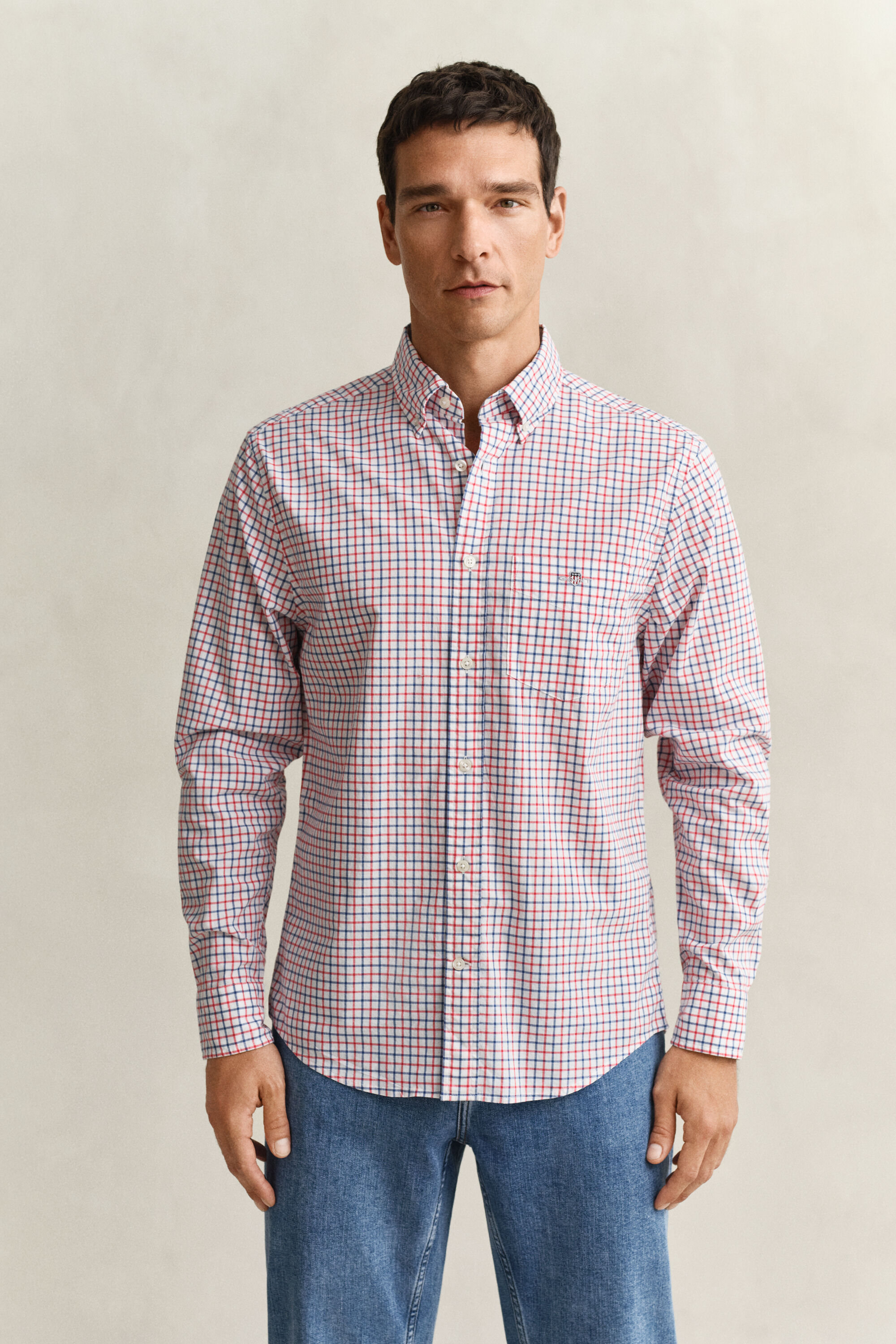 Chemise en popeline à carreaux classique