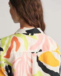 Chemise relaxed fit en lin &agrave; manches courtes Palm Print