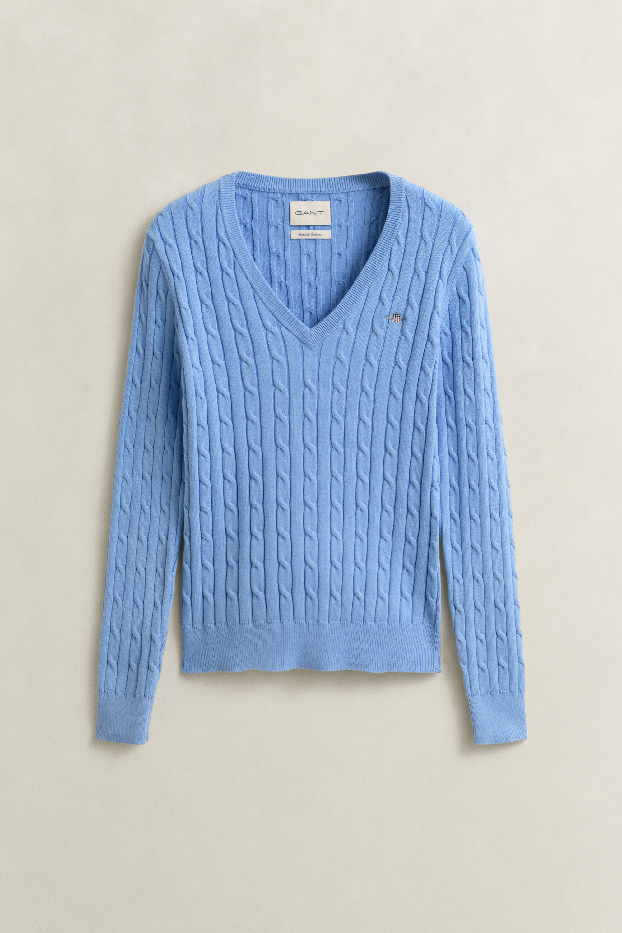 Pull col V en maille torsadée