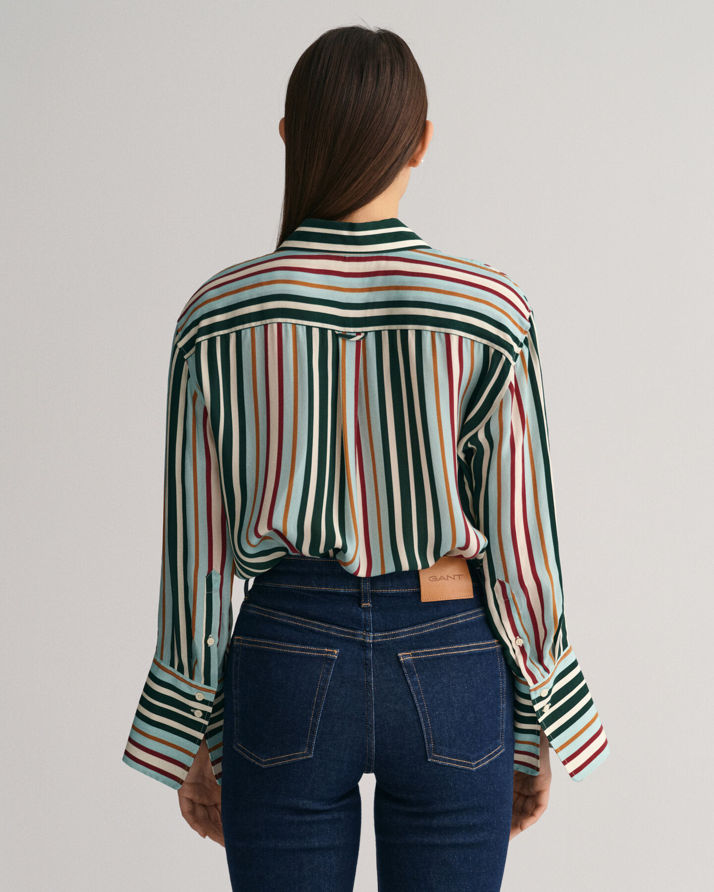 Chemise relaxed fit &agrave; rayures multicolores