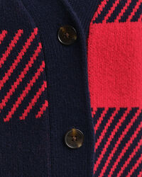 Cardigan col V à grands carreaux