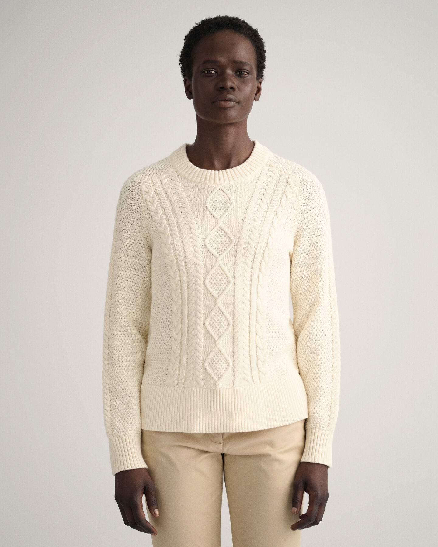 Pull ras du cou &agrave; torsades