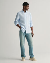 Chemise slim fit en lin &agrave; motif pied-de-poule