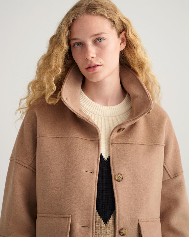 Veste courte en laine m&eacute;lang&eacute;e