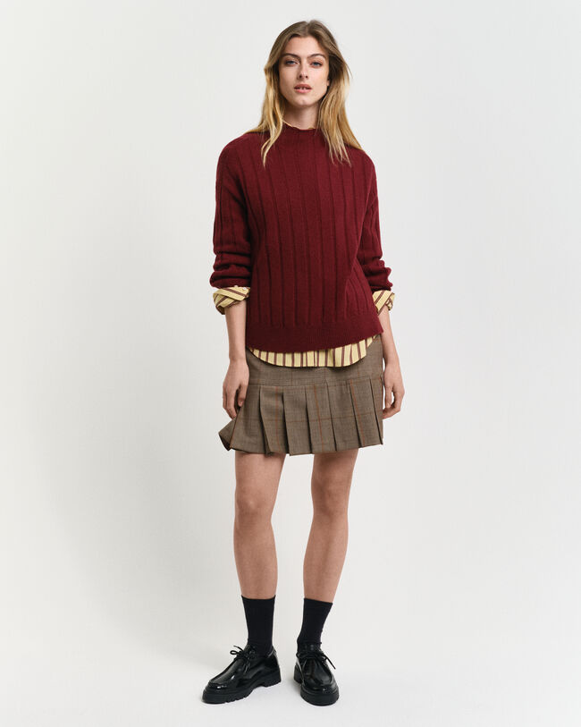 Pull col droit en laine &agrave; c&ocirc;tes larges