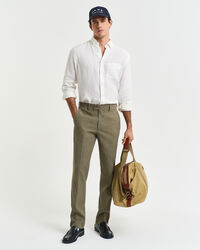 Pantalon de costume coupe slim en coton et lin