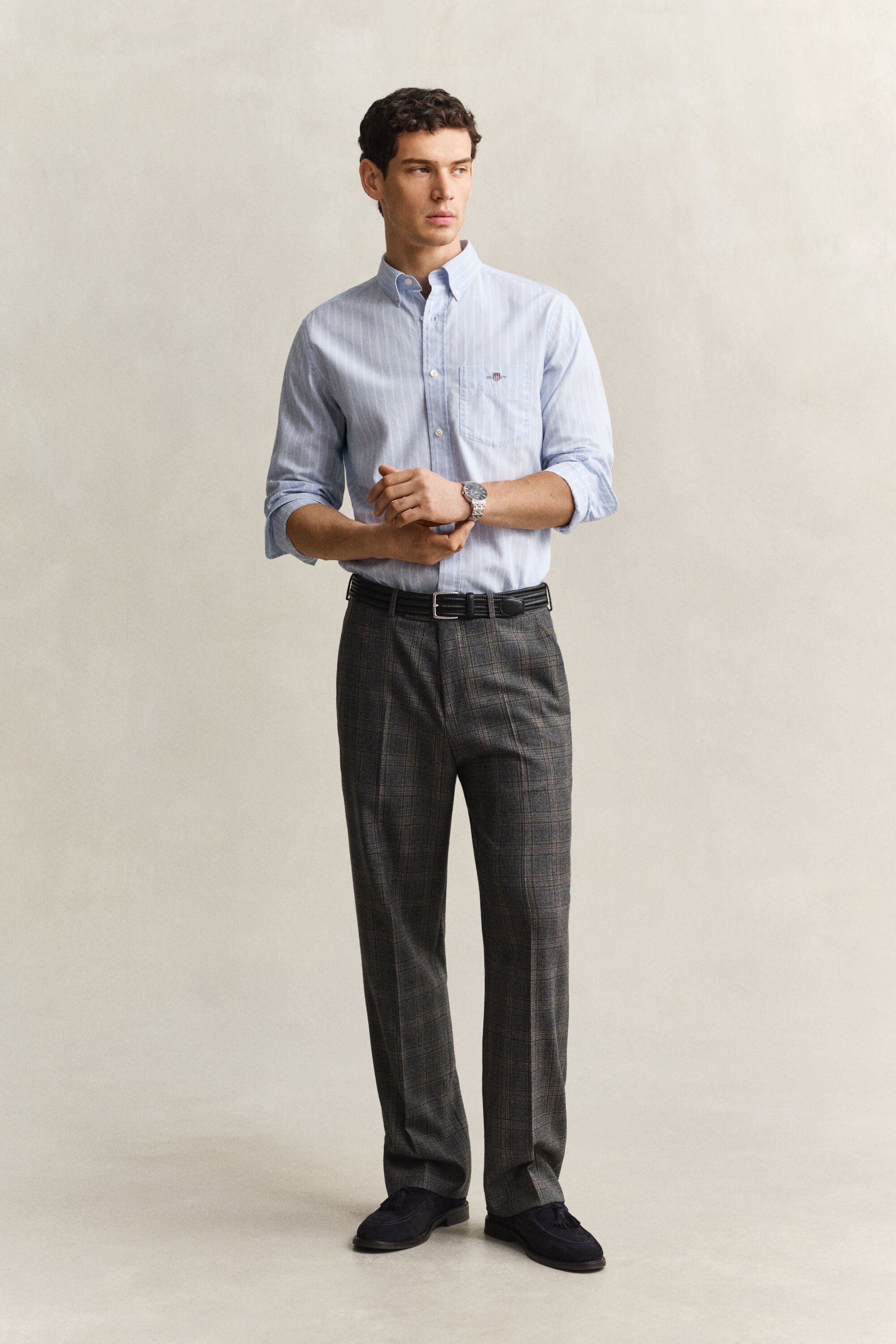 Chemise en popeline à rayures classique