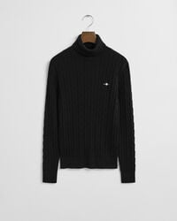 Pull col roulé en maille de coton stretch à torsades