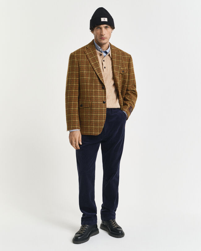 Veste blazer coupe décontractée en tweed à carreaux