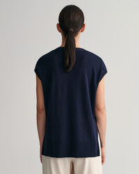 Pull sans manches col V en lin mélangé