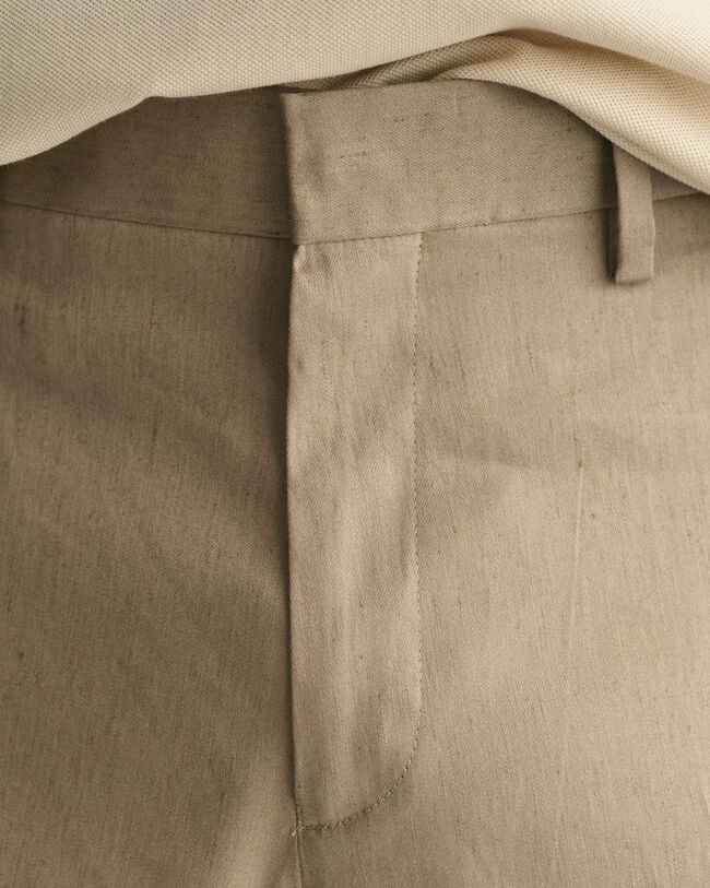 Pantalon de costume slim fit en coton et lin