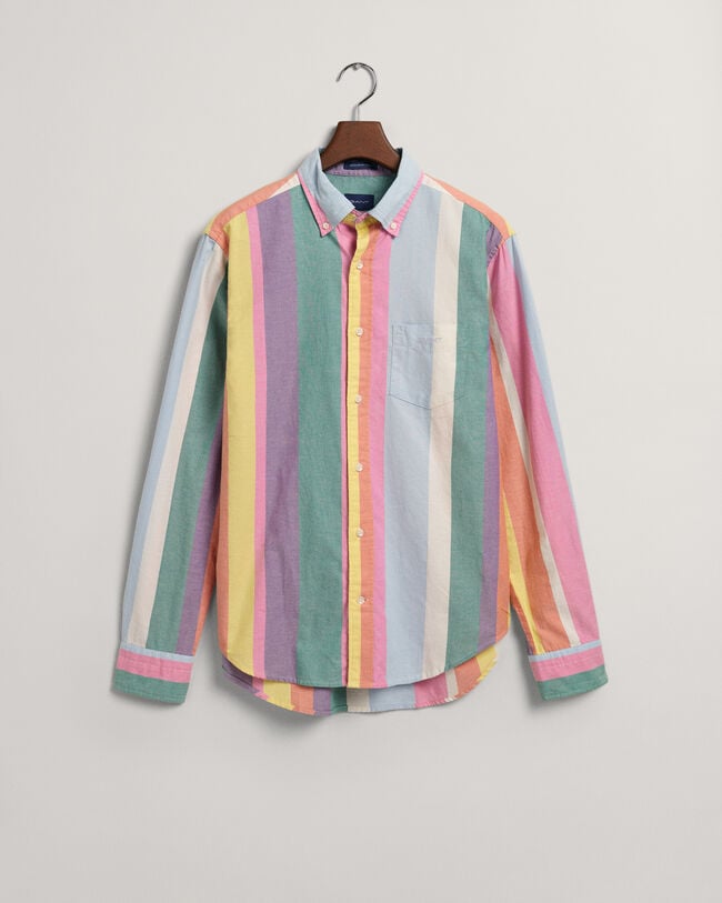 Chemise regular fit en coton Oxford &agrave; rayures multicolores