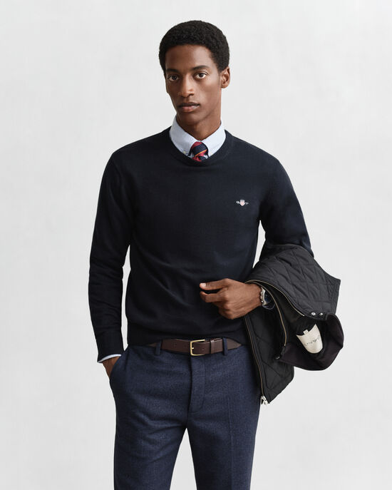 Pull col rond en coton classique