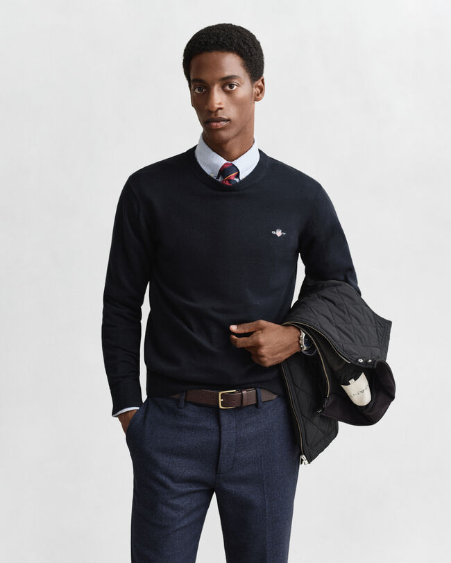 Pull col rond en coton classique