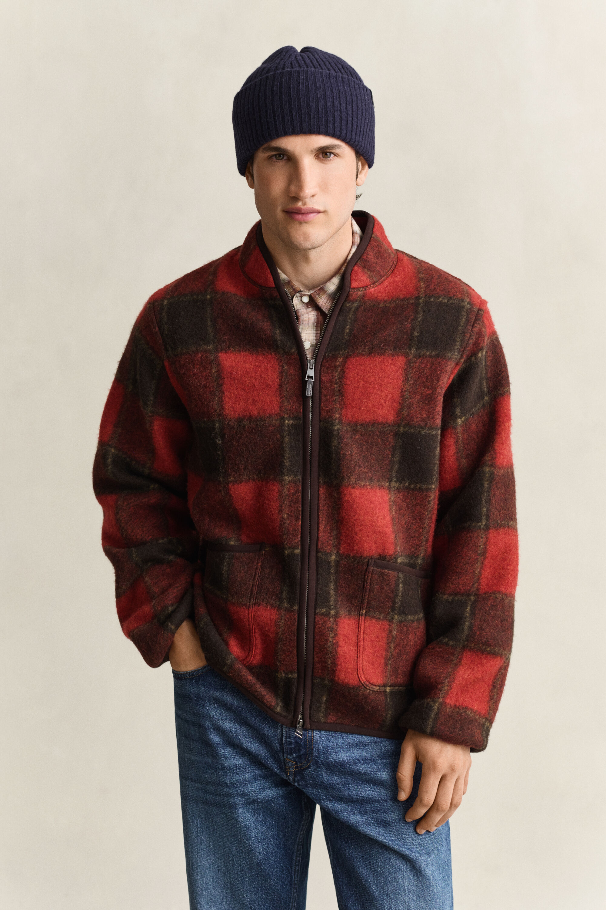 Veste en polaire à carreaux