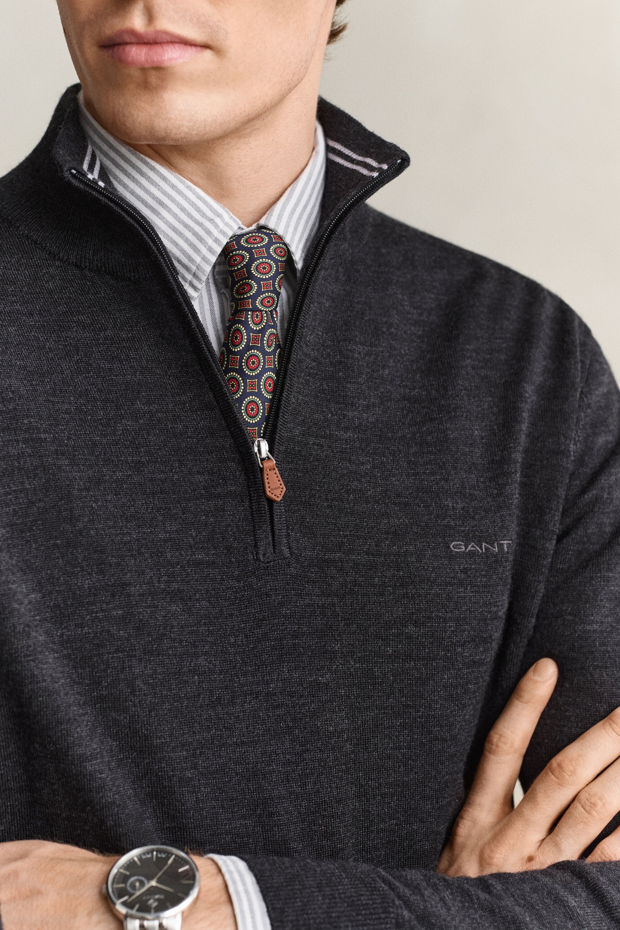 Pull à demi-zip en laine mérinos